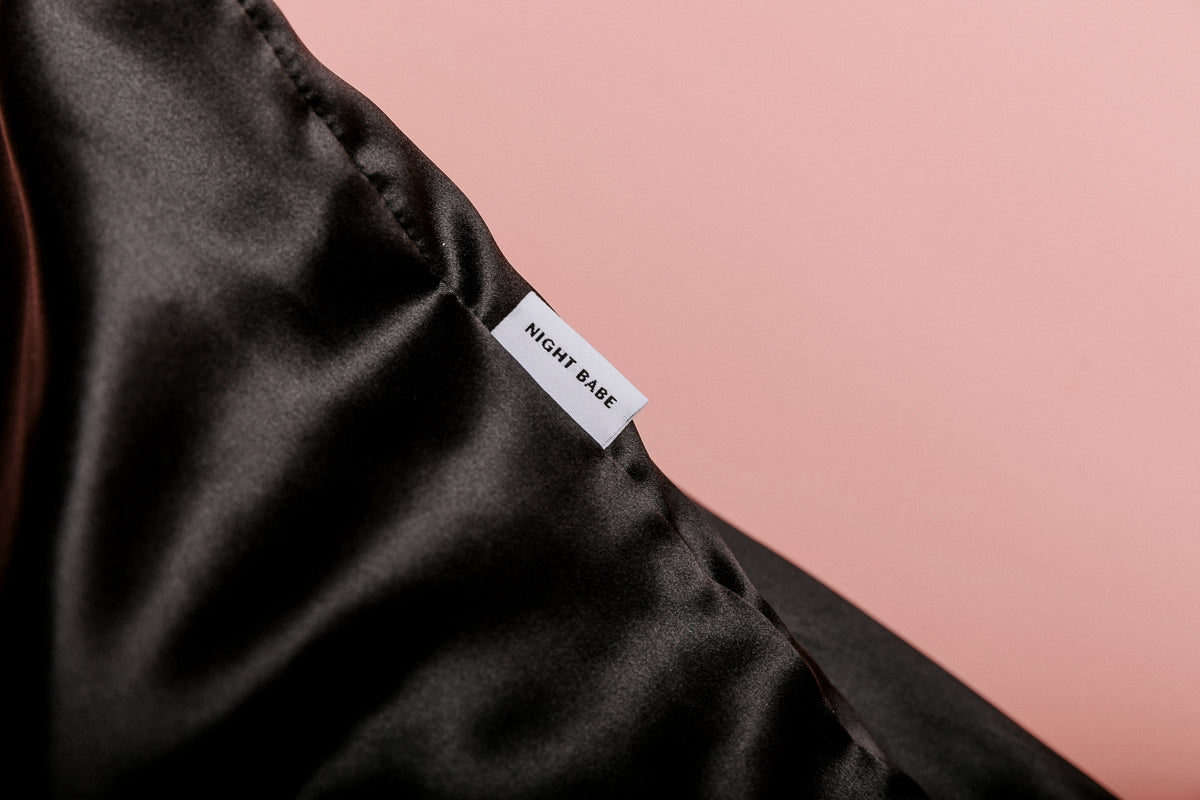 up close night babe black silk pillowcase