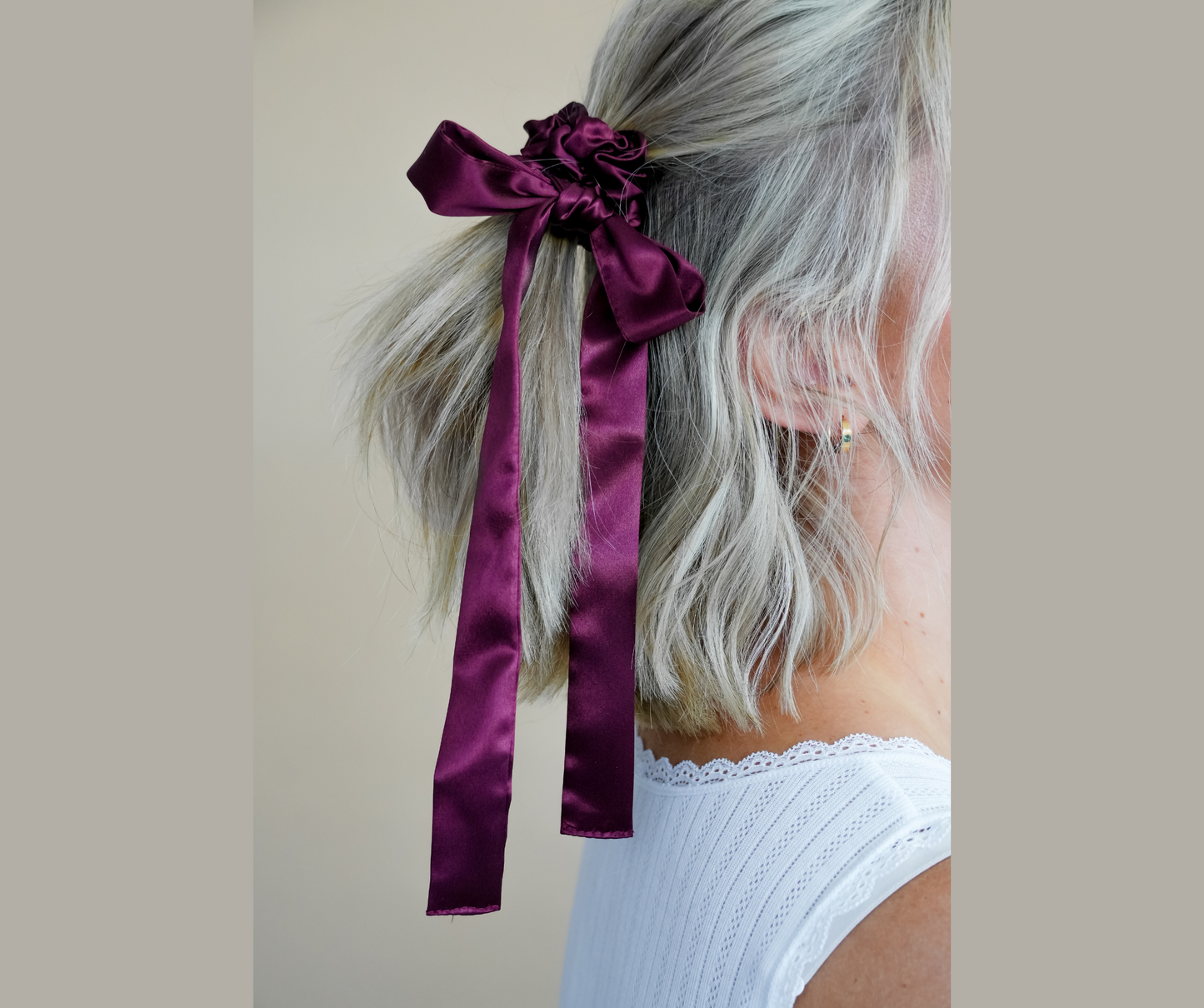 Cherry Bow Silk Scrunchie