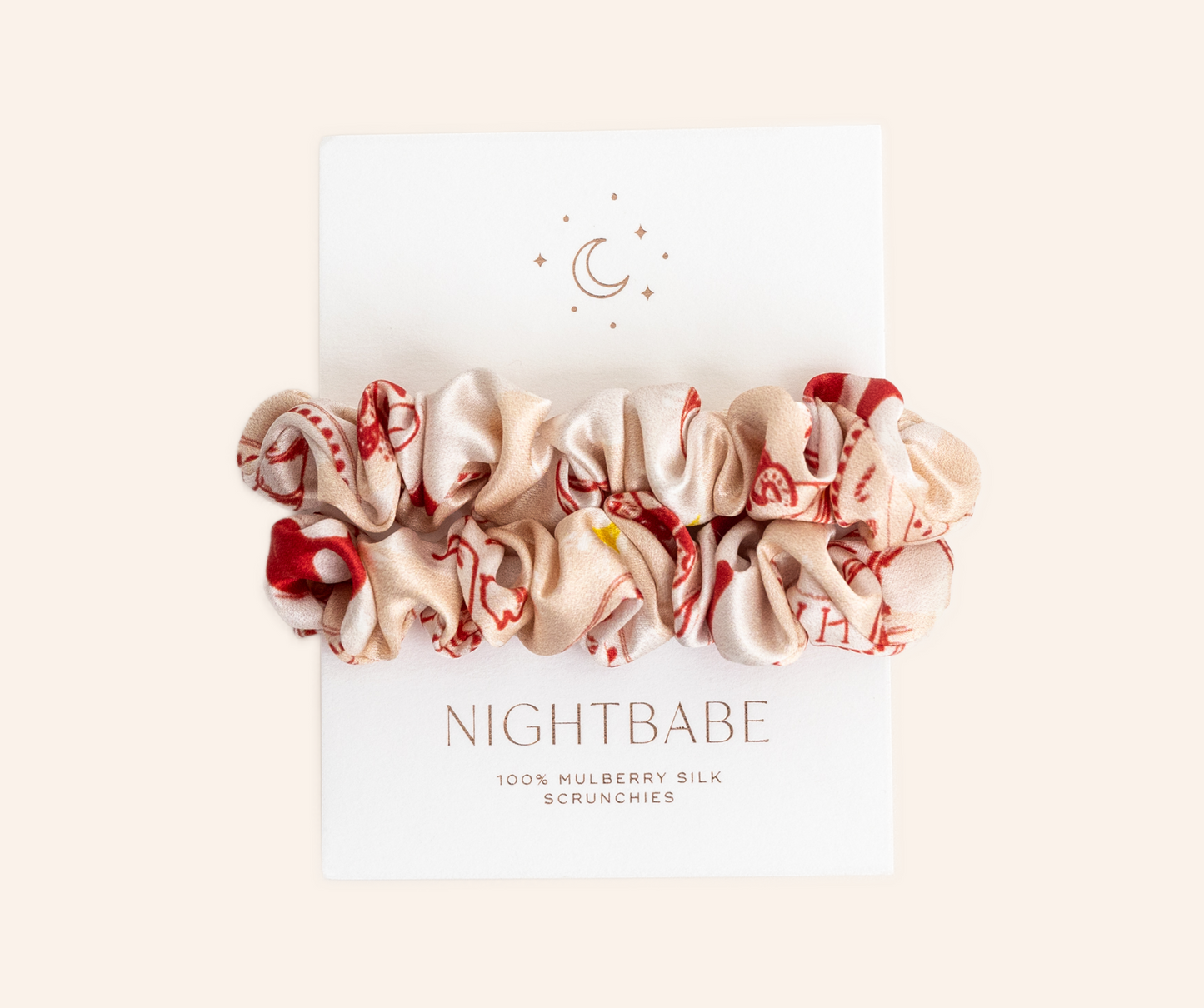 Christmas Feast Mulberry Silk Medium Scrunchie Duo