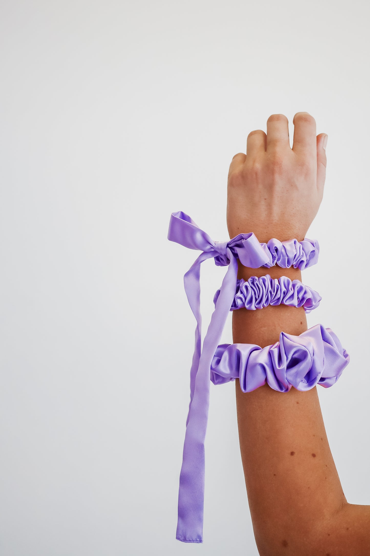 Lavender Bow Silk Scrunchie