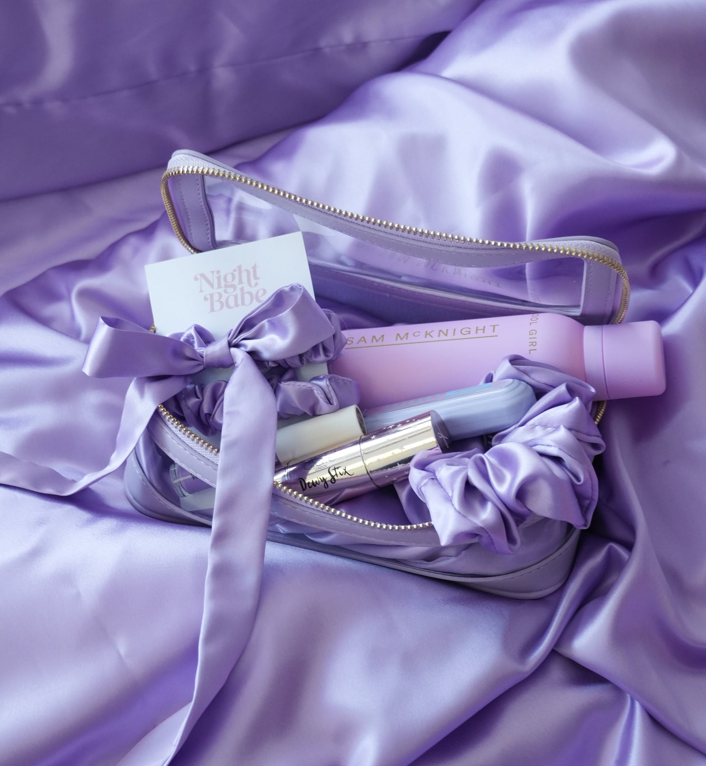 Lavender Bow Silk Scrunchie
