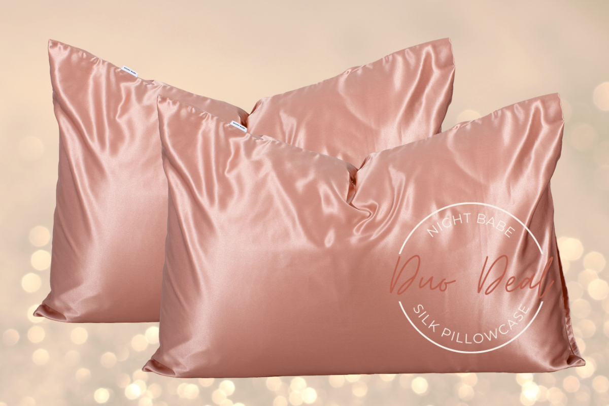 Rose Gold Duo Mulberry Silk Pillowcase Set Night Babe