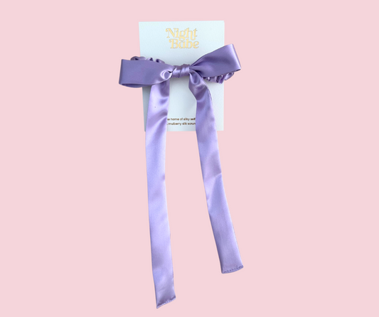 Lavender Bow Silk Scrunchie