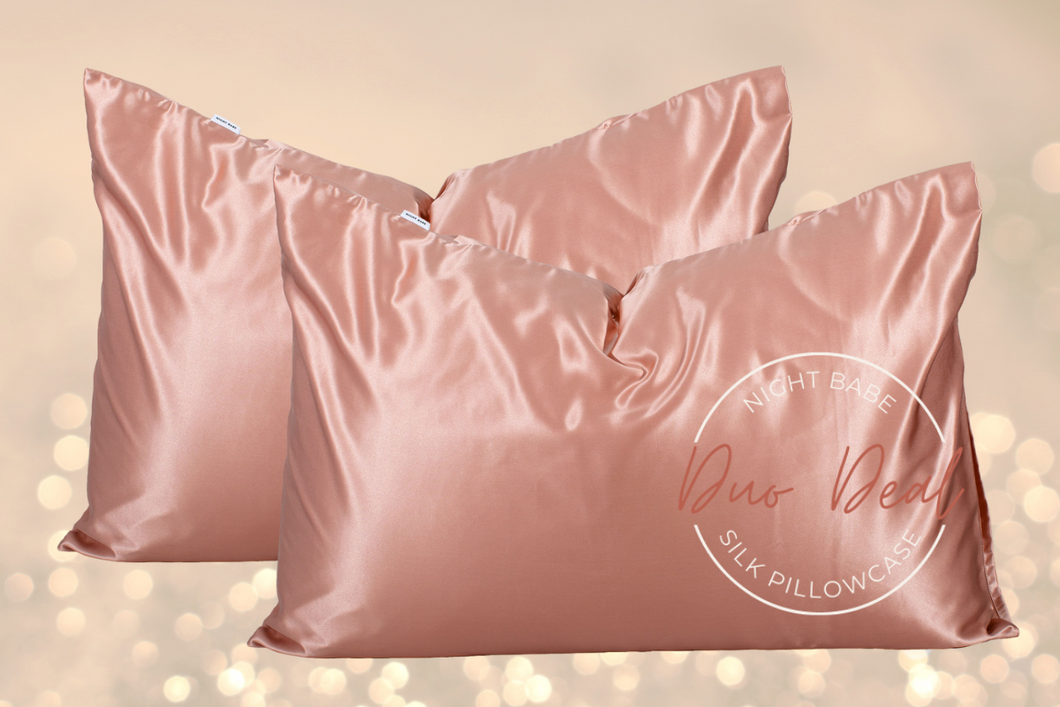 Rose Gold Duo - Mulberry Silk Pillowcase Set