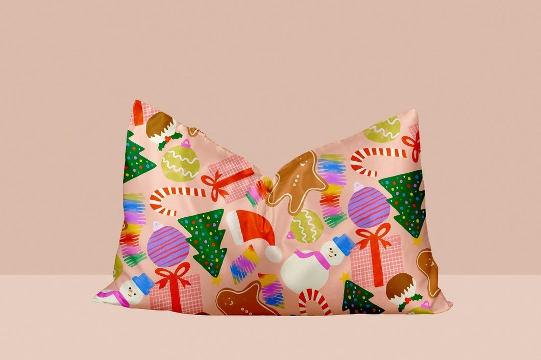 Limited Edition Mulberry Silk Colourful Christmas Pillowcase