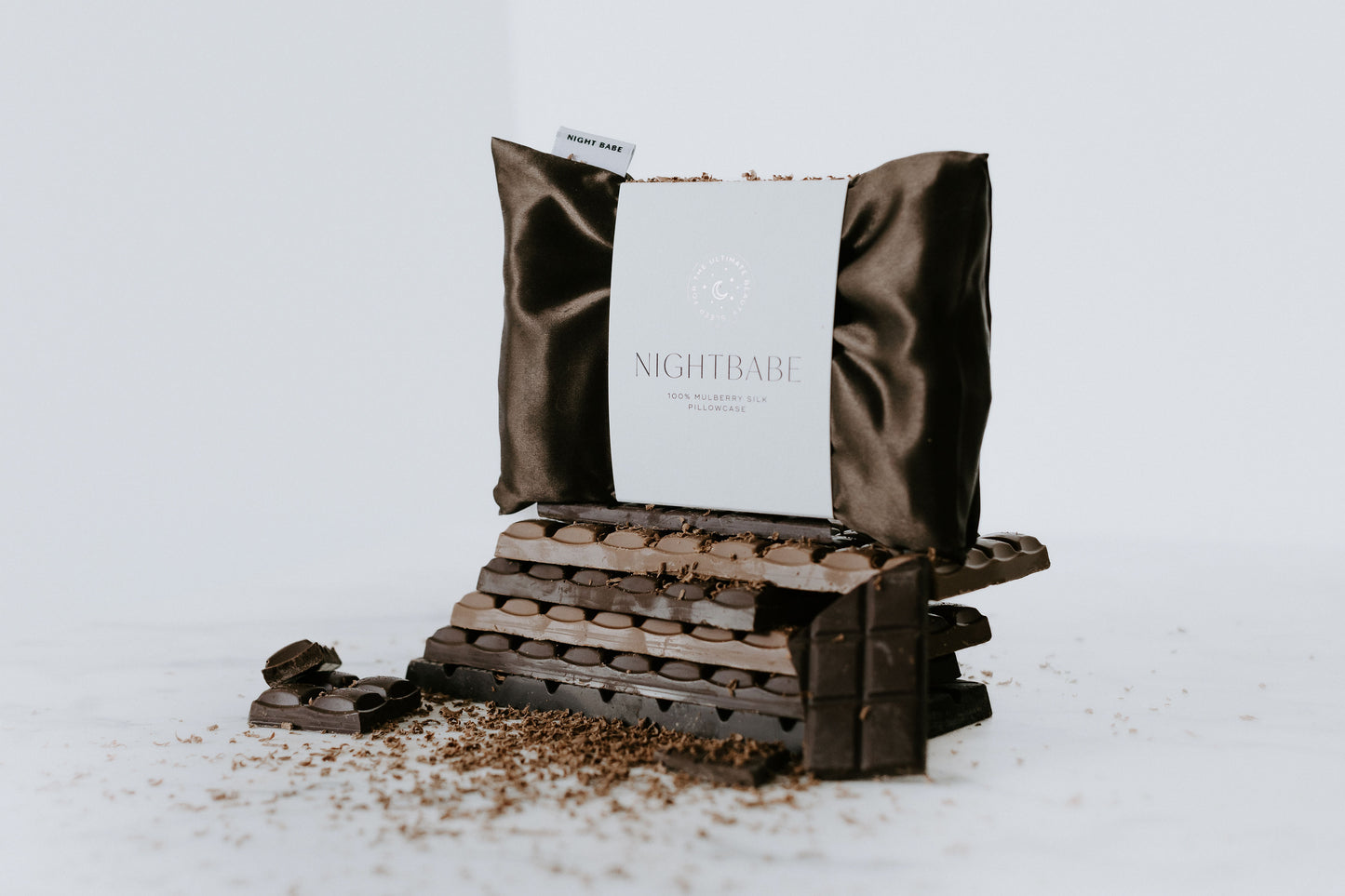 night babe chocolate coloured silk pillowcase